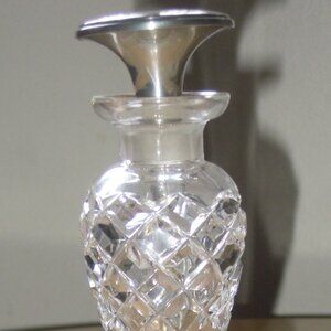 Vintage Antique Cut Crystal Sterling Silver Stopper Perfume Bottle Initial G
